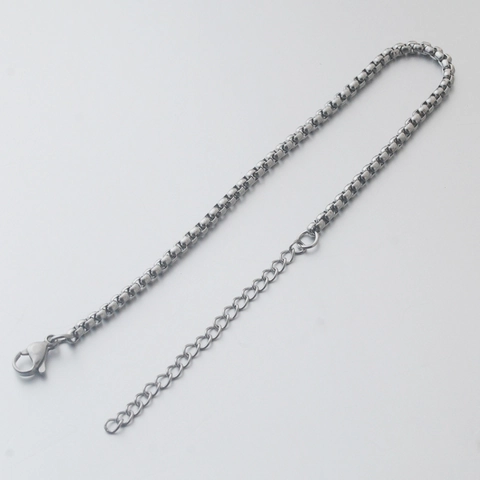Unisex Roestvrij Stalen Box-ketting Armband Verstelbare Venetiiaanse Schakelketting Met Karabijnsluiting Zilverkleurige Sieraden