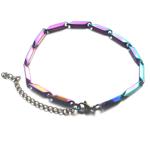 Roestvrij Staal Regenboog Zilver Geometrisch Prisma Bamboe Ketting Armband Voor Dames Heren Cyberpunk Trendy Verstelbaar Sieraden