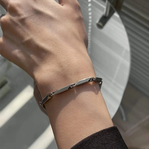 Titanium Stalen Armband Mannen Vrouwen Hip Hop Punk Geometrische Schakelketting Armband Verstelbare Karabijnsluiting Sieraden Cadeau