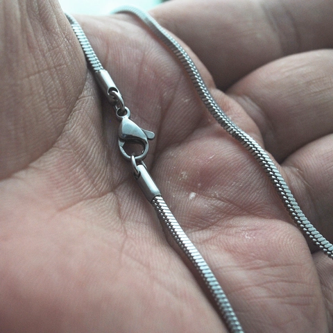Roestvrijstalen Vierkante Slangenbotketting Halsketting Unisex Karabijnsluiting Minimalistische Sieraden Zilverkleur