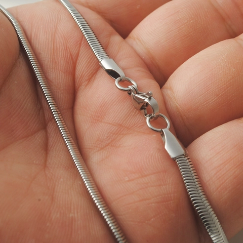 Minimalistische Roestvrijstalen Platte Slangenketting Halsketting Unisex Trendy Gepolijste Staalkleurige Sieraden Voor Dagelijks Gebruik