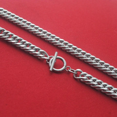Hip Hop Stainless Steel Cuban Chain Necklace For Men Women Street Style Toggle Clasp Silver Color Heavy Curb Link Chain Jewelry