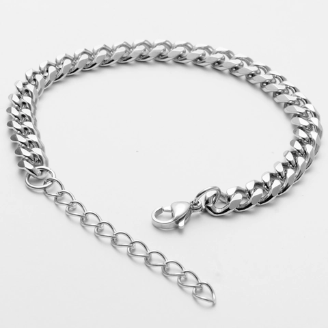 Roestvrij Stalen Cubaanse Schakel Armband Voor Heren Dames Gepolijst Verstelbaar Minimalistische Mode Sieraden Zilver