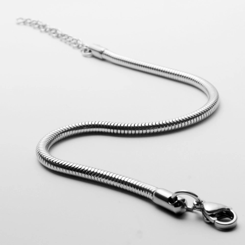 Bracelet Minimaliste en Acier Inoxydable Chaîne Serpent pour Femme Argent Poli Réglable Bijoux de Mode