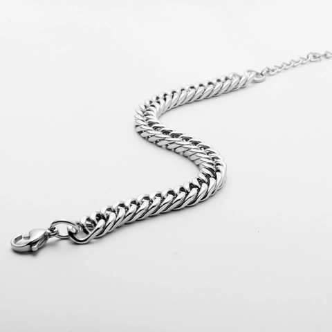 Roestvrijstalen Cubaanse Schakelarmband Voor Dames Heren Hip Hop Gepolijst Zilveren Sieraden Met Karabijnsluiting Verstelbare Ketting