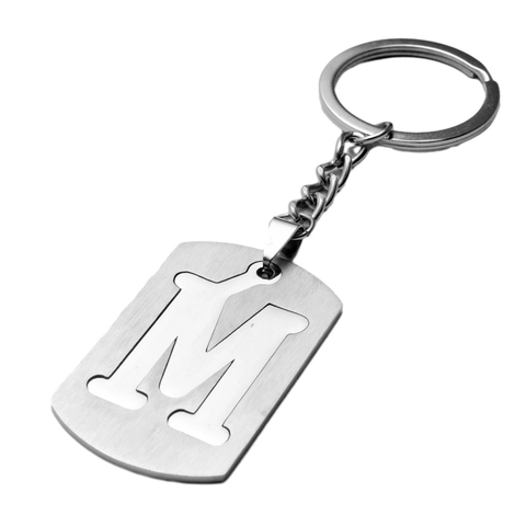 Edelstahl Hohl Alphabet Schlüsselanhänger Gebürstetes Metall Personalisierter Buchstabe Taschenanhänger Auto Schlüsselring Geschenk