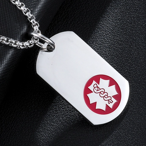 Stainless Steel Medical Alert Necklace For Men Star Of Life Symbol Dog Tag Pendant Medical Identification Jewelry Gift