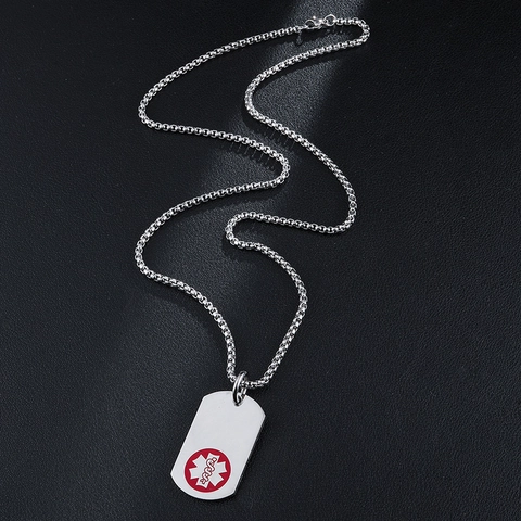 Stainless Steel Medical Alert Necklace For Men Star Of Life Symbol Dog Tag Pendant Medical Identification Jewelry Gift