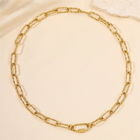 Stainless Steel Paperclip Chain Necklace For Women Heart Carabiner Lock Pendant Inlaid Mother Of Pearl Fashion Jewelry Gift