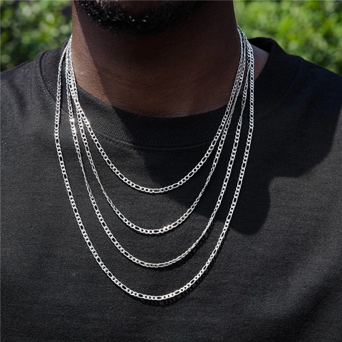 Collar De Cadena Figaro Acero Inoxidable 304 Chapado En Oro 18K Joyería Hip Hop Para Hombres Mujeres Durable Minimalista