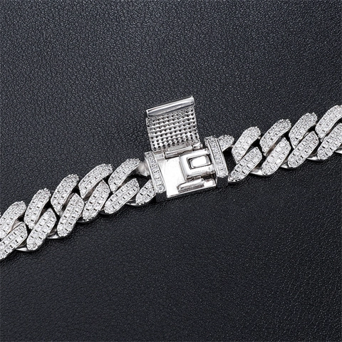 Hip-Hop-Panzerkette Kupfer Pave Zirkonia Raute Verschluss Urban Streetwear Mode Schmuck Für Damen Und Herren