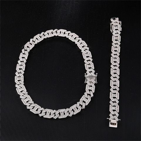 Hip Hop Iced Out Cuban Link Halskette Für Damen Herren Kupfer Zirkonia Pflaster Kette Halskette Gold Silber Vergoldet Streetwear Schmuck