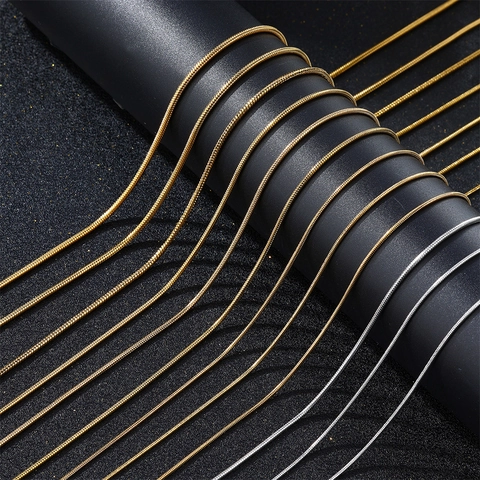 Minimalist Stainless Steel Round Snake Chain Necklace For Men Women Ins Style Gold Silver Plated Basic Clavicle Chain Jewelry