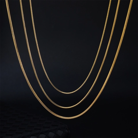 Minimalist Stainless Steel Round Snake Chain Necklace For Men Women Ins Style Gold Silver Plated Basic Clavicle Chain Jewelry