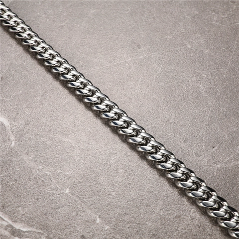 Bracelet Maille Cubaine Hip Hop en Acier Inoxydable pour Hommes Bracelet Chaîne en Métal Épais Avec Fermoir à Ressort Bijoux Streetwear