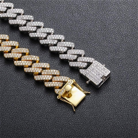 Iced Out Miami Cuban Link Halskette Für Herren Damen Hip Hop Kupfer Zirkonia Pavé Rhombus Gliederschmuck