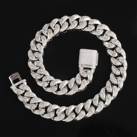 Collana Maglia Cubana Hip Hop Iced Out Lussuosa Catena in Rame e Zirconia Per Uomo Donna Gioielli Moda Streetwear