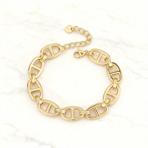 Women Stainless Steel Pig Nose Link Bracelet Fashion 18K Gold Plated Anchor Chain Hand Jewelry Gift For Daily Wear
