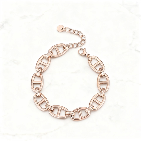 Women Stainless Steel Pig Nose Link Bracelet Fashion 18K Gold Plated Anchor Chain Hand Jewelry Gift For Daily Wear
