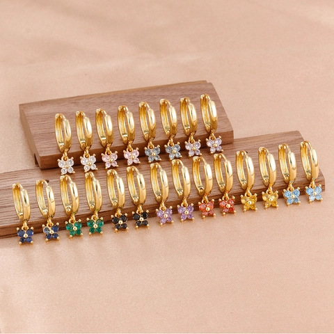 18K Gold Plated Stainless Steel Butterfly Drop Earrings Elegant Zirconia Hoop Earrings Colorful Insect Jewelry For Women
