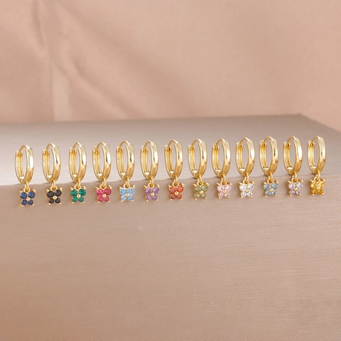 18K Gold Plated Stainless Steel Butterfly Drop Earrings Elegant Zirconia Hoop Earrings Colorful Insect Jewelry For Women