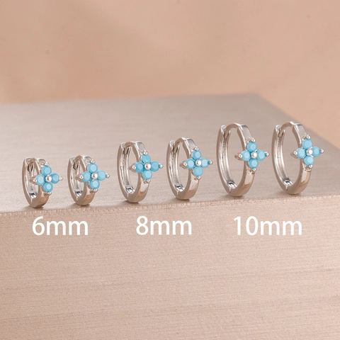 Luxury Copper Clover Flower Hoop Earrings With Zirconia Inlaid 18K Gold Post Minimalist Fashion Ear Clips Jewelry For Women