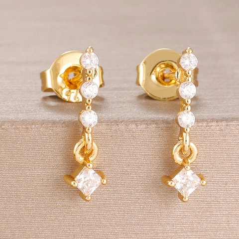 Elegant Zirconia Drop Earrings For Women Fashion 925 Sterling Silver Earring Post Alloy Gold Silver Plated Tassel Jewelry