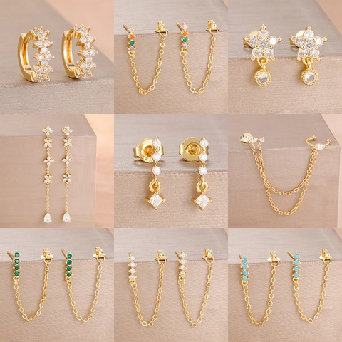Elegant Zirconia Drop Earrings For Women Fashion 925 Sterling Silver Earring Post Alloy Gold Silver Plated Tassel Jewelry