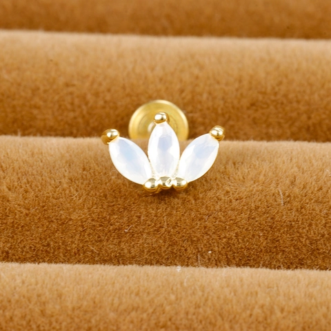 Edelstahl Gewinde Flat Back Strass Ohrstecker Für Damen Ohrknorpel Piercing Schmuck Gold Silber Geometrische Ohrringe