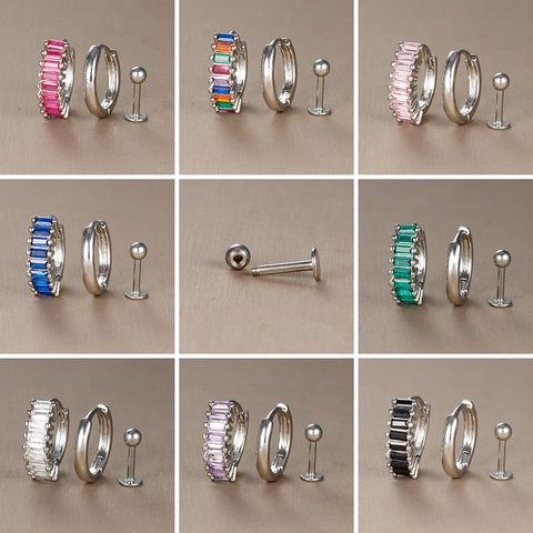 Copper Rhinestone Huggie Hoop Earrings And Ball Stud Earrings Combo Geometric Individual Minimalist Earrings For Women Fashion Jewelry