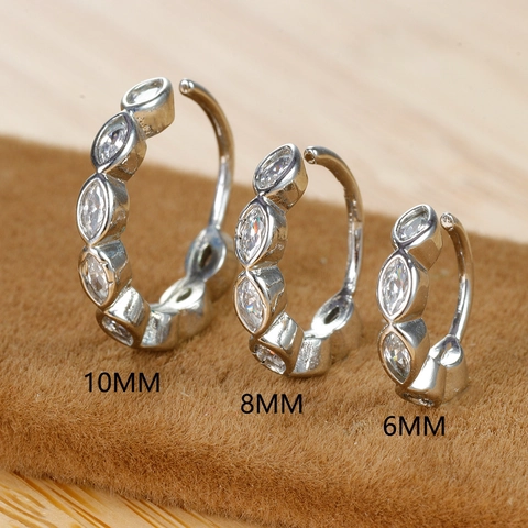 Marquise Zirkonia Koperen Creolen Neusring Voor Vrouwen Geometrische Zirkonia Kraakbeen Piercing Goud Zilver Sieraden