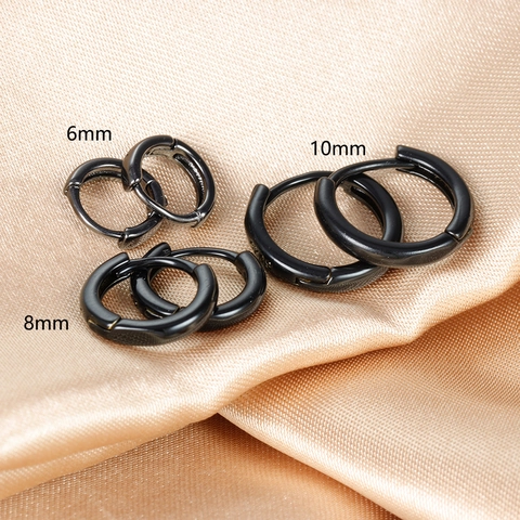 Minimalist Black Copper Hoop Earrings With 925 Sterling Silver Earring Post Small Round Circles For Women Men Jewelry