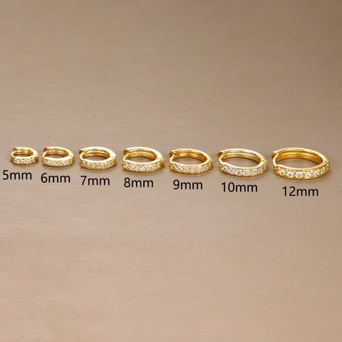 Modern Copper Micro Pave Zirconia Huggie Hoop Earrings Gold Silver Plated Small Round Earrings For Women Daily Fashion Jewelry