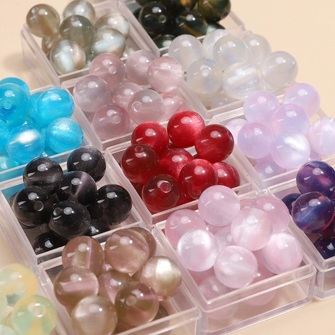 10mm Round Resin Beads Cat Eye Effect Colorful Loose Beads For DIY Bracelet Necklace Handmade Jewelry Making Materials