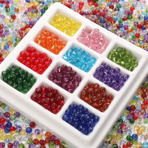 4mm Glass Seed Beads Round Spacer Beads Silver Lined Lacquered Finish DIY Jewelry Making Findings Necklace Bracelet Crafting