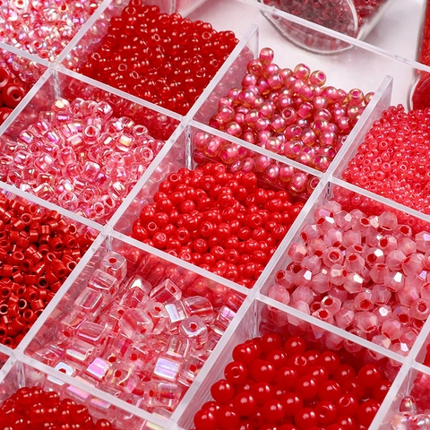 Red Glass Seed Beads For DIY Jewelry Making Bracelet Necklace Phone Chain Handmade Craft Materials Loose Beads Pack