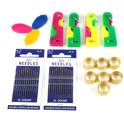 Multi-Functional Sewing Tool Kit With Plastic Needle Threaders Stainless Steel Hand Sewing Needles Copper Thimble Seam Ripper For DIY Embroidery Home Repair