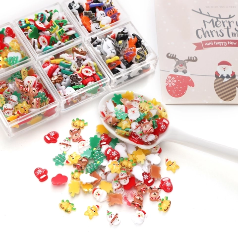 Resin Christmas Halloween Charms Mixed Festive Flatback Cabochons For DIY Jewelry Making Phone Case Decoration Cartoon Santa Pumpkin Ghost Craft Supplies