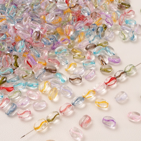 Transparante Glazen Kralen In Koffieboonvorm Intern Spiraalpatroon Losse Kralen Voor DIY Armband Ketting Sieraden Maken