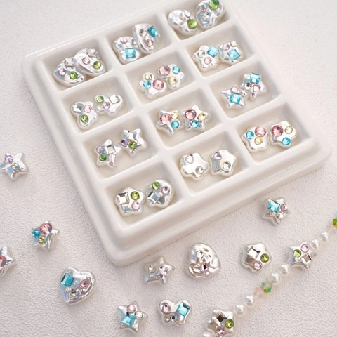 Material para Joyería DIY Cuentas de Acrílico con Perla Artificial Corazón Estrella Mariposa con Strass para Accesorios de Pulsera Collar Hechos a Mano