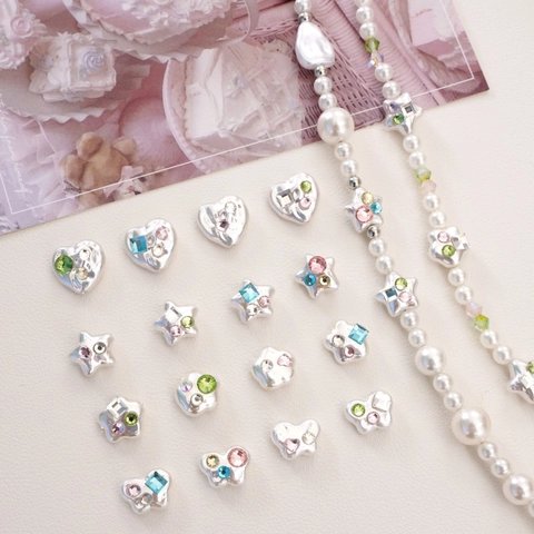 Material para Joyería DIY Cuentas de Acrílico con Perla Artificial Corazón Estrella Mariposa con Strass para Accesorios de Pulsera Collar Hechos a Mano
