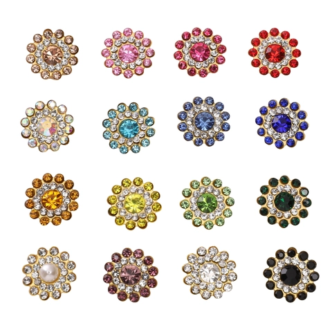 Botones de Girasol de Cristal Artificial Strass Perla Vintage Barroco Base Metal CCB Para Creación de Joyería DIY Costura