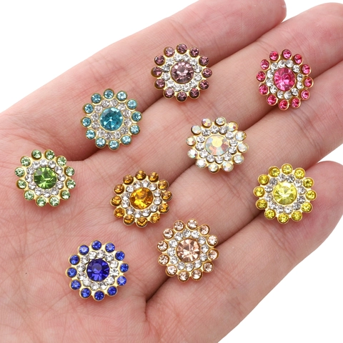 Sunflower Rhinestone Buttons DIY Jewelry Making Accessories Iron Glass Claw Drill Floral Flatback Embellishments Scrapbooking