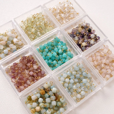 Natural Stone Faceted Cube Pendant Charms Gold Plated Alloy DIY Jewelry Making For Necklace Earring Bracelet Women Handcrafted Accessory
