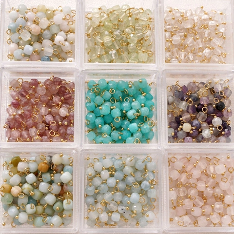 Natural Stone Faceted Cube Pendants Gold Plated Alloy DIY Jewelry Charms For Bracelet Necklace Making Women Minimalist Accessories