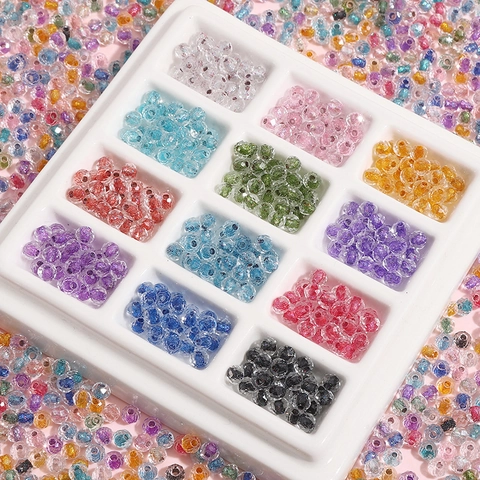 4mm Faceted Glass Beads For DIY Jewelry Making Colorful Polished Round Loose Beads Accessories For Necklaces Bracelets 10g Pack