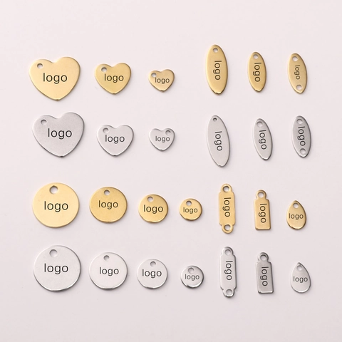 Pendenti Sottili in Acciaio Inossidabile Tondo Cuore Ovale DIY Charms per Gioielli Accessori Etichette Personalizzabili