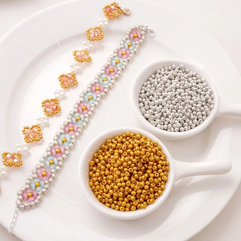 Perles de Rocaille en Verre à Couleur Préservée pour Fabrication de Bijoux DIY Petites Perles Rondes pour Bracelet Collier
