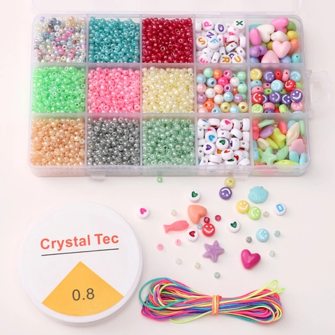 3mm Lackierte Glasperlen Set Für DIY Armband Schmuckherstellung Mit Buchstabenperlen Smiley Herz Muschel Charms Elastische Schnur