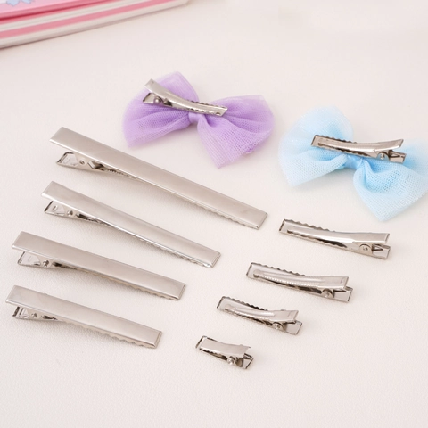 DIY Iron Flat Top Alligator Hair Clips With Teeth Silver Plated Duckbill Hairpins For Bow Making Professional Salon Accessories